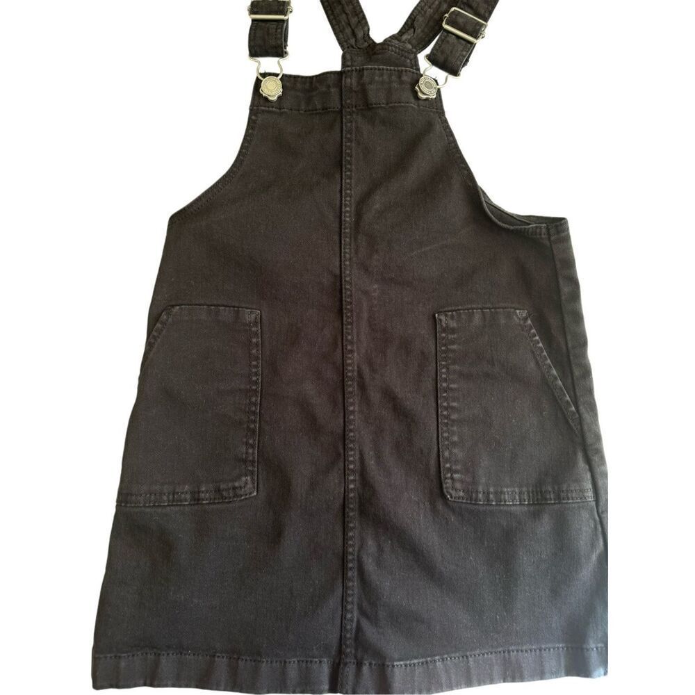 H&M 5-6 year girls black overalls skirt cotton suspenders